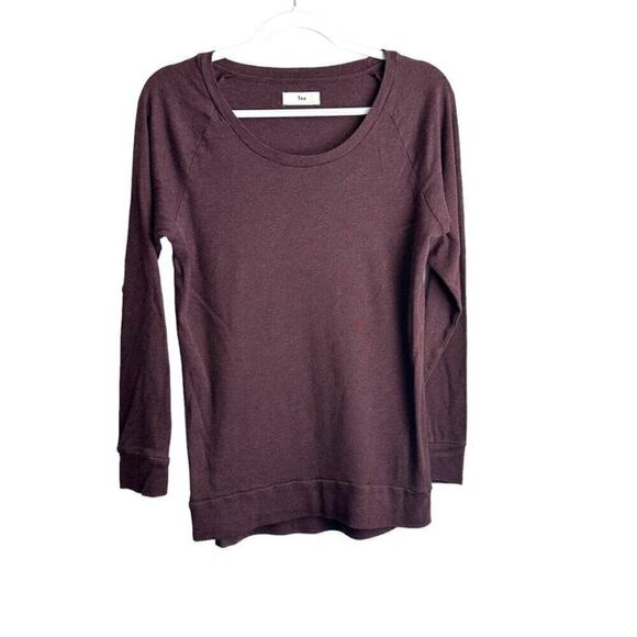 Aritzia TNA‎ Long Sleeve Scoopneck Tee Women's S Heathered Maroon Lightweight - Picture 1 of 8